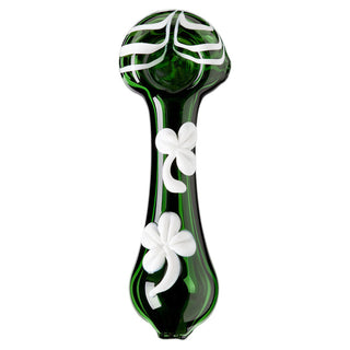 Chameleon Glass Four Leaf Clover Lucky Charm Glass 4.5 Pipe Green