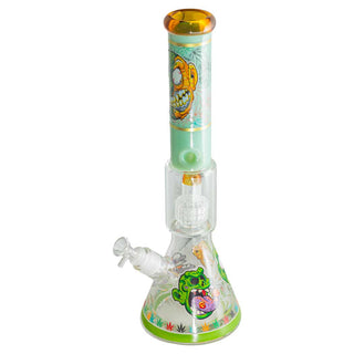Mixed Print 15" Matrix Perc Beaker 9mm Heavy Glass Water Pipe - Assorted