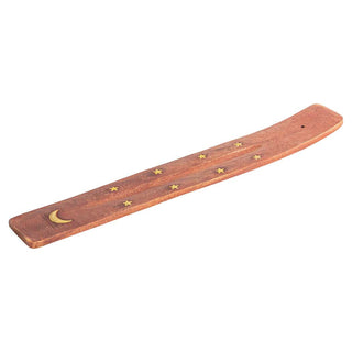 Wood 10" Incense Burner with Brass Inlays - Assorted