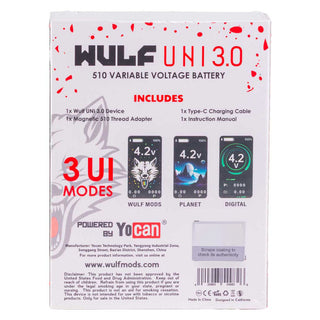 Wulf Mods UNI 3.0 Universal Variable Voltage Battery Excitement Smokin PA Wulf Mods UNI 3.0 Universal Variable Voltage Battery Excitement Smokin PA