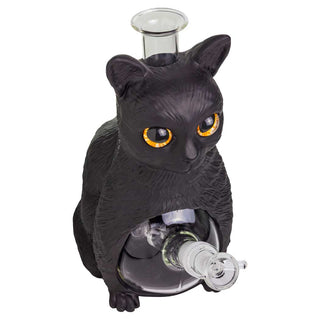 Black Tabby Cat 9" Silicone Water Pipe - Assorted