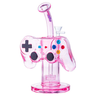 Something Gamer Controller Cylinder 9" Glass Bent Neck Water Pipe - Assorted Colors