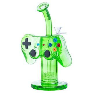 Something Gamer Controller Cylinder 9" Glass Bent Neck Water Pipe - Assorted Colors