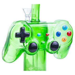 Something Gamer Controller Cylinder 9" Glass Bent Neck Water Pipe - Assorted Colors