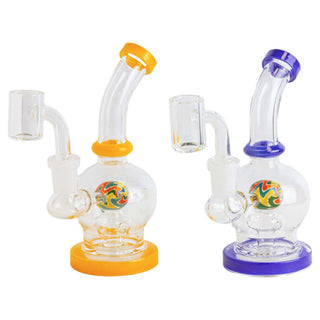 Bent Neck 6" Swirl Perc Ball Glass Dab Rig - Assorted