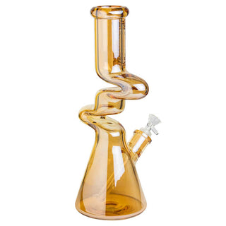 Cignature Rainbow Shaded ZigZag Beaker 14" Glass Water Pipe - Assorted