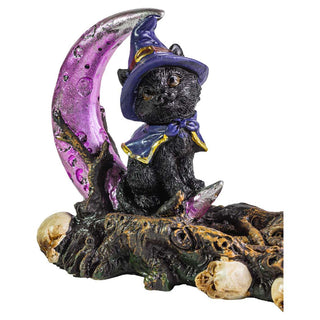 Black Magic Cat 11.5" Polyresin Incense Burner