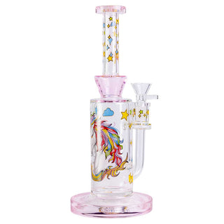 All Over Hearts with Unicorn Print 10" Straight Glass Water Pipe