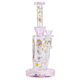 All Over Hearts with Unicorn Print 10" Straight Glass Water Pipe