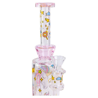 All Over Hearts with Unicorn Print 10" Straight Glass Water Pipe