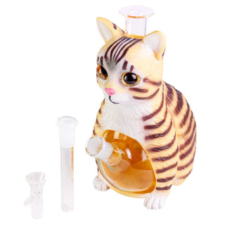 Tabby Cat 9" Silicone Water Pipe