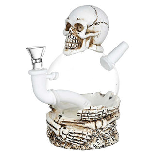 Skeleton's Embrace 7.25" Resin and Glass Water Pipe