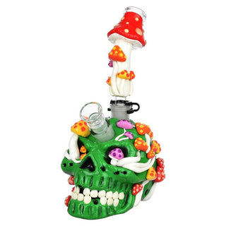 Mushroom Garden Sugar Skull Glow 10" Water Pipe