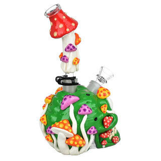 Mushroom Garden Sugar Skull Glow 10" Water Pipe