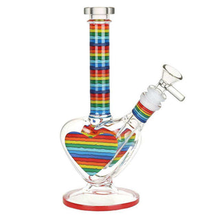 Rainbow Striped Heart 8.5" Glass Water Pipe