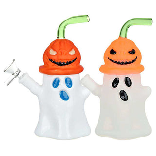 Pumpkin Head Ghost Glow In The Dark 7.25" Water Pipe