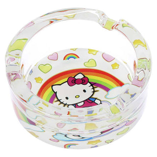Rainbow Kitty 3.3" Round Glass Ashtray