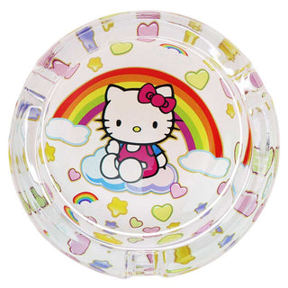 Rainbow Kitty 3.3" Round Glass Ashtray