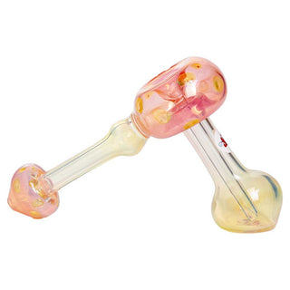 Blowfish Glassworks Silver and Gold Fumed 7" Mushroom Hammer Bubbler Hand Pipe