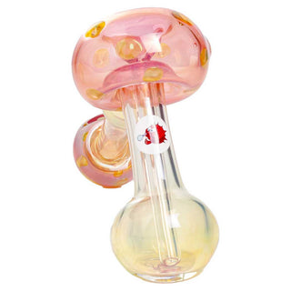 Blowfish Glassworks Silver and Gold Fumed 7" Mushroom Hammer Bubbler Hand Pipe