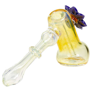 Blowfish Glassworks Silver Fumed 7.5" Hammer Bubbler Hand Pipe