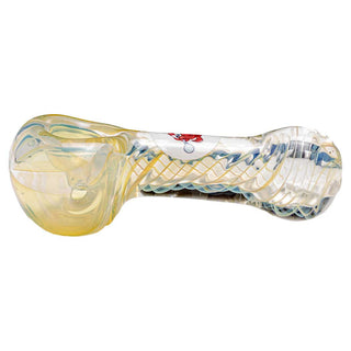 Blowfish Glassworks Fine Silver Fumed Ghost Line Twisted 3.50" Spoon Hand Pipe