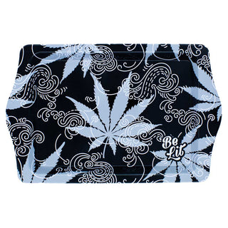 Be Lit Black Leaves Small Rolling Tray