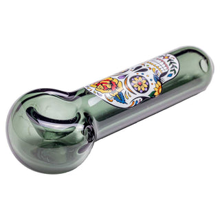 Chameleon Glass Sugar Skull 4.50" Glass Spoon Hand Pipe