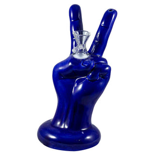Ceramic Victory Sign 8" Peace Sign Hand Water Pipe