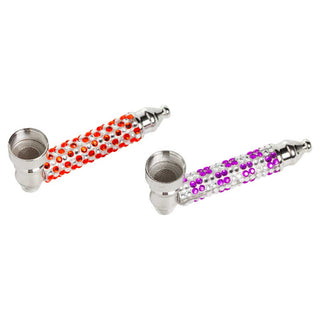 Cool Men Beaded 3" Metal Hand Pipe - Assorted
