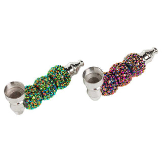Cool Men 3 Diamond Beads 3" Metal Hand Pipe - Assorted