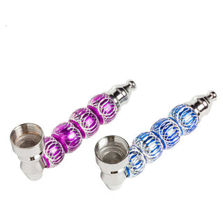 Cool Men 4 Beads 3" Metal Hand Pipe - Assorted