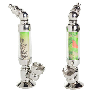 Cool Men 4.75" Round Base with Graphic Metal Hand Pipe - Assorted