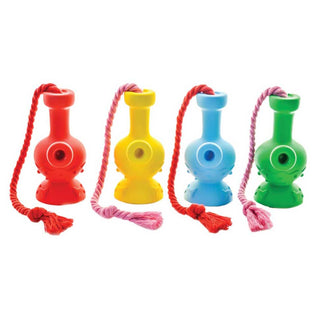 Puff Palz Tug & Toke 6" Rubber Water Pipe Dog Toy - Assorted