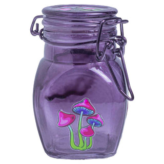 IDGAF Medium 3.5" Square Base Wire Lock Glass Storage Jar - Assorted Designs