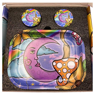 High Dreams Moon and Shroom Rolling Tray and Grinder Set