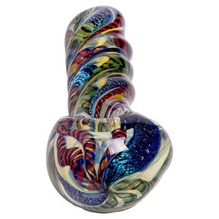 Humboldt Silver Fumed Dichro Latticinio Twist 4.5" Spoon Hand Pipe