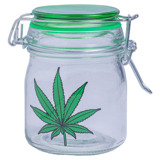 Large 3.5" Round Base Wire Lock Glass Storage Jar - Assorted Designs