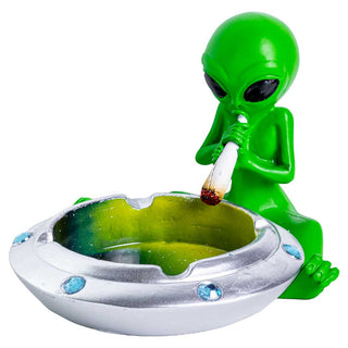 4" Smoking Alien Ceramic Ashtray - Assorted