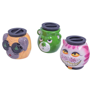 Fujima Medium Animal Head 5" Ceramic Stash Jar - Assorted