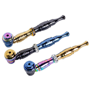 4.5" Modular Metal Hand Pipe with Gem Accents - Assorted