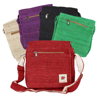 Himalayan 11" Hemp Rustic Weave Messenger-Style Shoulder Bag - Assorted