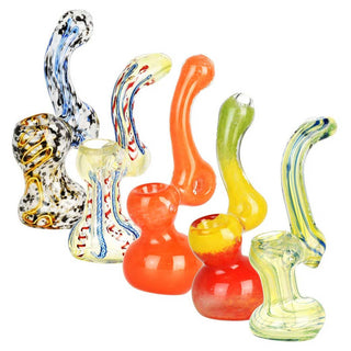 Art Glass Sherlock Bubbler 5"-6" Borosilicate Glass Hand Pipe - Assorted