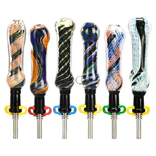 High End Dichro Dab Straw 5-6" Borosilicate Glass w/ Titanium Tip - Assorted