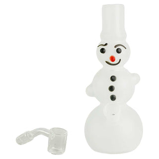 Frosted Snowman 7" Glass Dab Rig