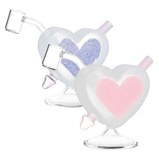 Heart Sparkles Mini Dab Rig 4.75" Borosilicate Glass - Assorted