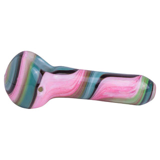 Heady Ribbons 4" Glass Spoon Hand Pipe with Marble - Assorted