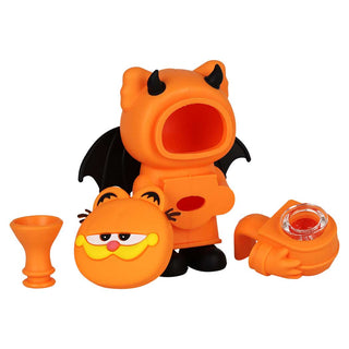 Stoned Orange Bat Cat 5.25" Silicone Novelty Bubbler Hand Pipe