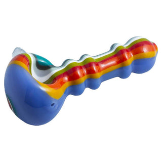 Slyme Base with Rasta Color Strips 5" Spoon Hand Pipe - Assorted