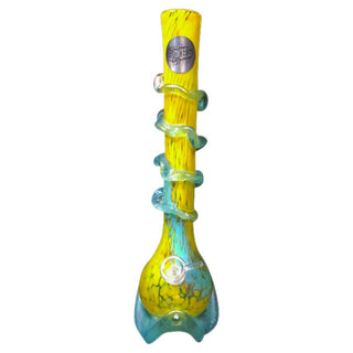 Twisted Sisters Glassworks 16" Vase Soft Glass Water Pipe with Ruffle Wrap and Lily Pad